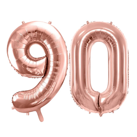 Balony na 90 urodziny różowe złoto 86cm foliowe FB1M-90-019R