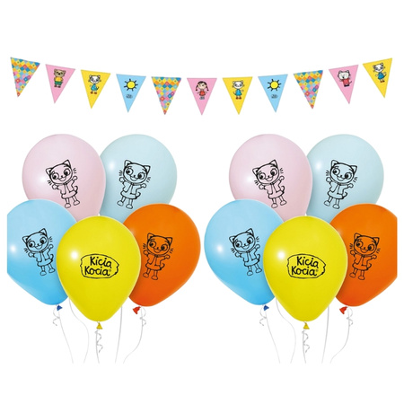 Balony urodzinowe Kicia Kocia girlanda kolorowe dekoracje zestaw zes-KICIA3