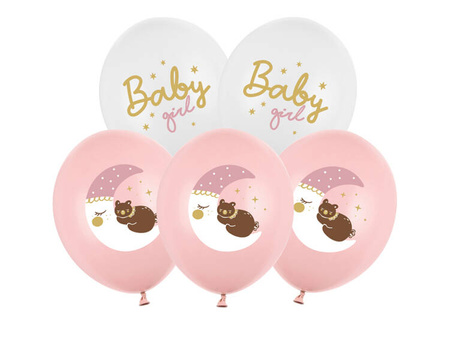 Balony Baby Girl miś księżyc 30cm 6 sztuk SB14P-337-000-6