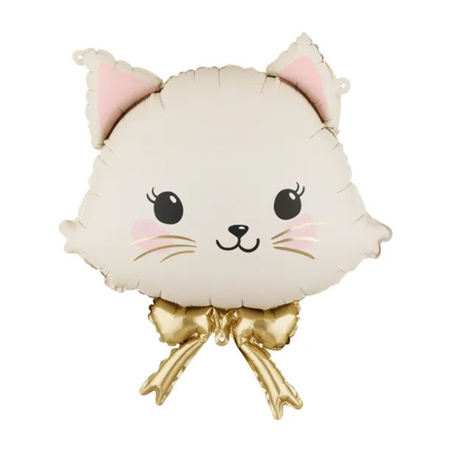 Balon foliowy Kotek z kokardką kremowy 50 x 60 cm 1 sztuka FB370