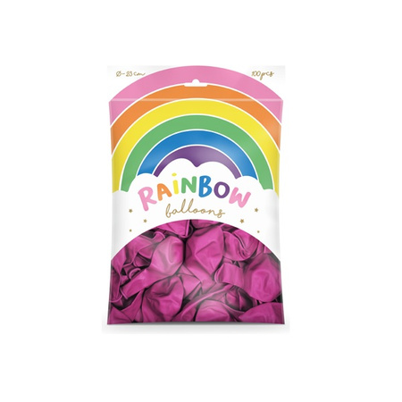 Balony Rainbow 23cm metalizowane fuksjowe 100 sztuk RB23M-080-100x