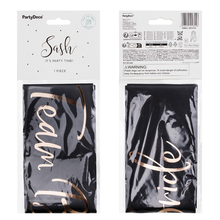 Szarfa satynowa Team Bride czarna 75cm 1 sztuka SWP12-010