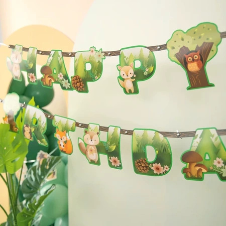 Baner Happy birthday leśne zwierzątka 210x16cm 1szt 149751