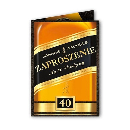 Zaproszenie na 40 urodziny Johnnie z kopertami 10 sztuk ZX6804-10