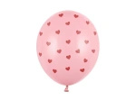 Balony różowe w czerwone serduszka 30cm 50 sztuk SB14P-278-081J-50x