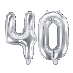 Balony na 40 urodziny srebrne foliowe 35cm FB10M-40-018
