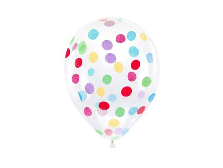 Balony przezroczyste z kolorowym konfetti 30cm 6 sztuk BK12-1-000-6