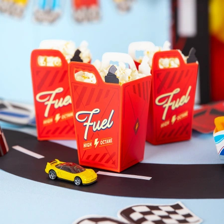 Pudełka na popcorn słodycze Wyścigówki 6 sztuk 168998