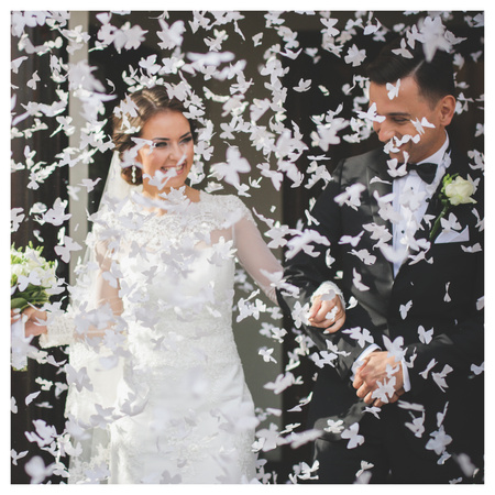 Tuby strzelające konfetti motylki białe wesele ślub sesja 60cm 4 sztuki TUKBT60-4x