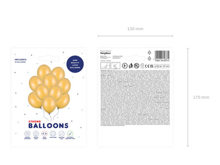 Balony złote metaliczne 27cm Strong 10 sztuk SB12M-019-10