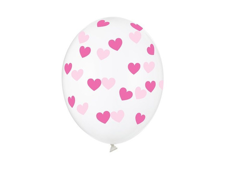 Balony w fuksjowe serduszka 30cm 6 sztuk SB14C-228-099M-6