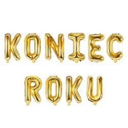 Balony foliowe Koniec Roku złote napis 35cm 1szt FB2M-KONIEC-ROKU-019