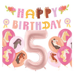 Balony na 5 urodziny Koniki girlanda napis Happy Birthday zes-konie15