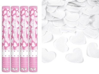 Tuby strzelające białymi serduszkami 40cm 4szt TUKW40/4