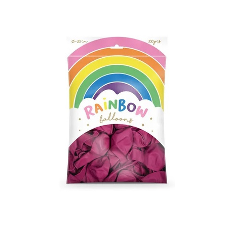 Balony Rainbow 23cm pastelowe fuksjowe 100 sztuk RB23P-080