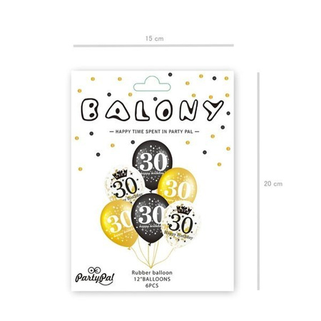 Balony na 30 urodziny 6 sztuk 400153