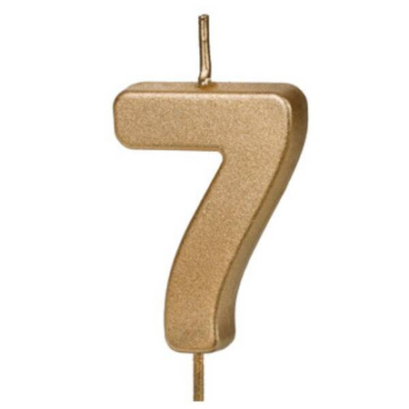 Świeczka na tort cyferka 7 złota urodziny 4,5cm Partydeco 1 sztuka SCU9-7