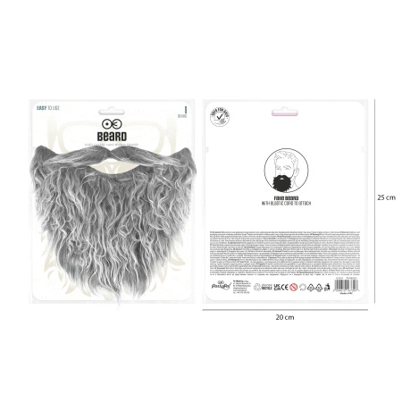 Sztuczna broda z wąsami samoprzylepna siwa zestaw PartyPal 167397