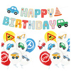 Balony na 9 urodziny Pojazdy Budowa baner Happy Birthday zestaw zes-AUTO22