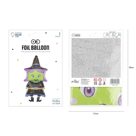 Balon czarownica wiedźma na Halloween 99cm foliowy 1 sztuka 460449