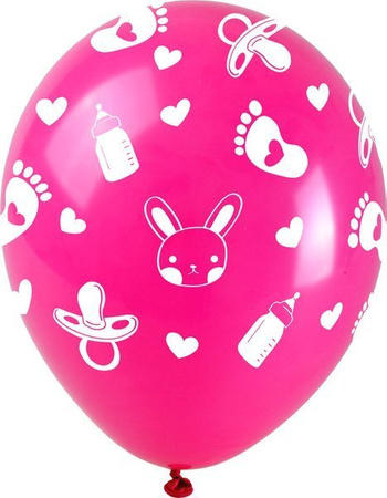 Różowe balony na Baby Shower dla dziewczynki 5 sztuk K2695