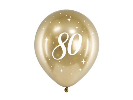 Balony na 80 urodziny Glossy złote 30cm 6 sztuk CHB14-1-80-019-6