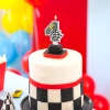 Świeczka na tort cyfra 4 Wyścigówki Race On 1 sztuka 169261