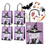 Torebki na cukierki słodycze Halloween czarownica fioletowe 8x14x18 cm 4 sztuki TNP27-4x