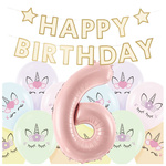 Dekoracje na 6 urodziny Jednorożce baner balony zestaw zes-JED19