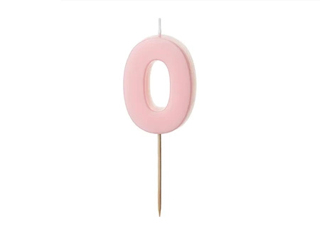 Świeczka na tort cyferka 0 różowa pastelowa jasna 5,5cm 1 sztuka SCU10-0-081J