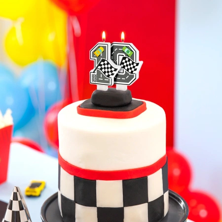 Świeczka na tort cyfra 0 Wyścigówki Race On 1 sztuka 169032