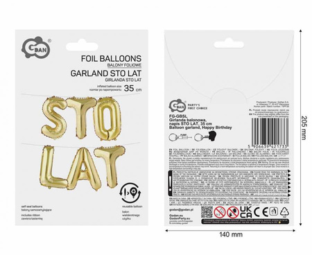 Girlanda balonowa Sto Lat złote 35 cm FG-GBSL