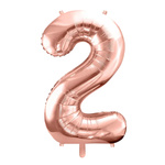 Balon foliowy cyferka 2 różowe złoto 86cm 1 sztuka FB1M-2-019R