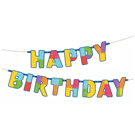 Baner papierowy Happy Birthday Klocki 180x16cm 1 sztuka 129470