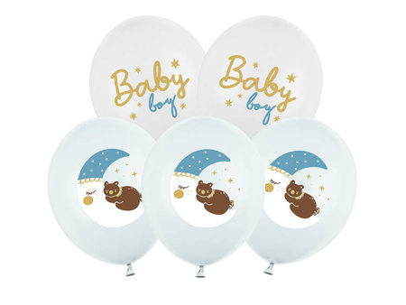 Balony Baby Boy miś księżyc 30cm 6 sztuk SB14P-338-000-6