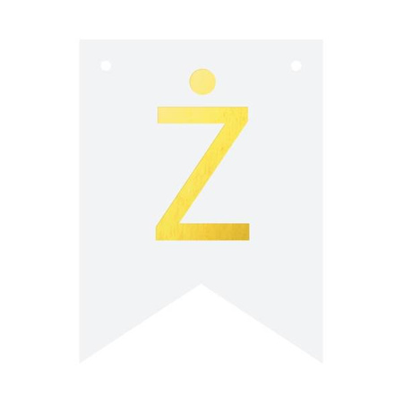 Baner biały ze złotą literą flagi literka Ż 16cm 1szt 512220