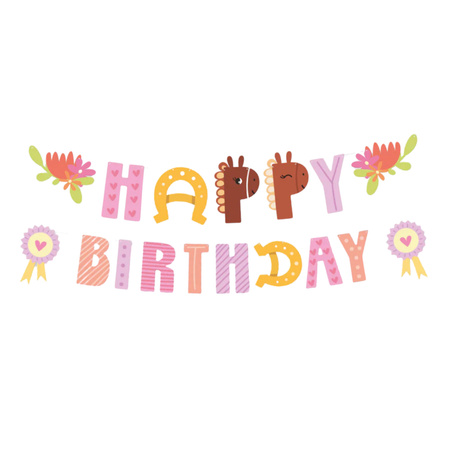 Dekoracje urodzinowe girlanda napis świderki Happy Birthday Koniki zes-konie10