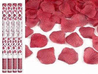 Tuby strzelające bordowymi płatkami róż 4szt 80cm tukp80-082/4