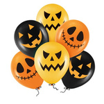 Balony na Halloween pomarańczowe czarne 30cm 6 sztuk 400643