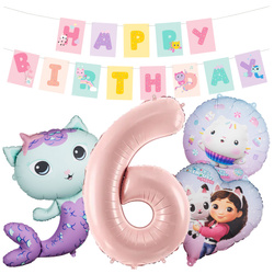 Balony na 6 urodziny Koci Domek Gabi zestaw zes-GABI26