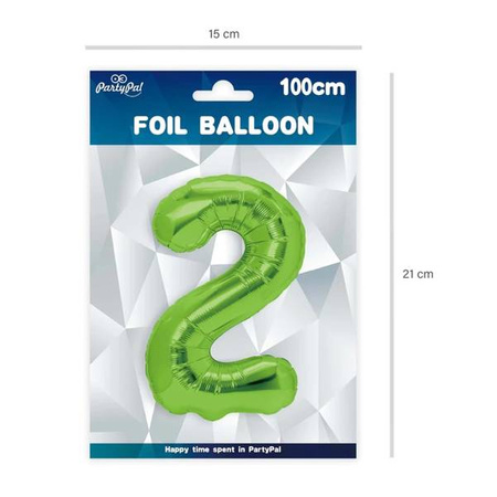 Balon foliowy 2 zielony 100cm 1szt 128558