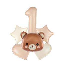 Balony na Roczek beżowe zestaw 6 sztuk ZB72