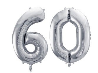 Balony na 60 urodziny srebrne foliowe 100cm FB1M-60-018