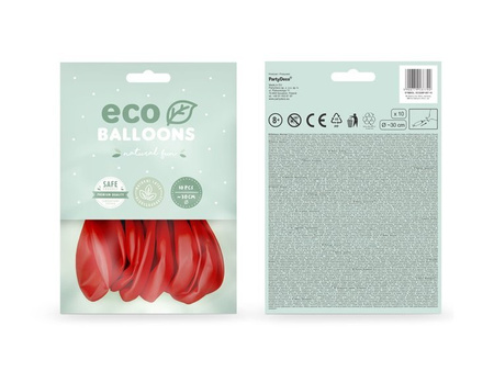 Balony Eco 30cm pastelowe czerwone 10 sztuk ECO30P-007-10