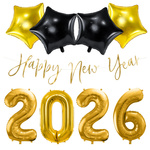 Dekoracje na Sylwestra 2026 balony baner złote czarne zes-SYL26