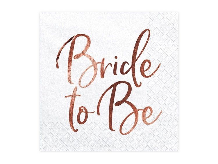 Serwetki Bride to Be, różowe złoto 33cm 20 szt. SP33-76-019R
