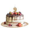 Świeczka na tort cyferka 9 złota urodziny 4,5cm Partydeco 1 sztuka SCU9-9