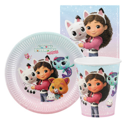 Kubeczki, talerzyki, serwetki Koci Domek Gabi papierowe zestaw urodzinowy na 6 osób zes-GABI2