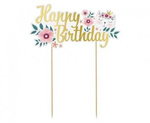 Topper na tort kotek Happy Birthday 15x19cm 1 sztuka RV-DTKH