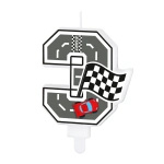 Świeczka na tort cyfra 3 Wyścigówki Race On 1 sztuka 169254